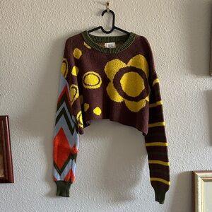 Urban Outfitters BDG Colorful Patterned Cropped Sweater